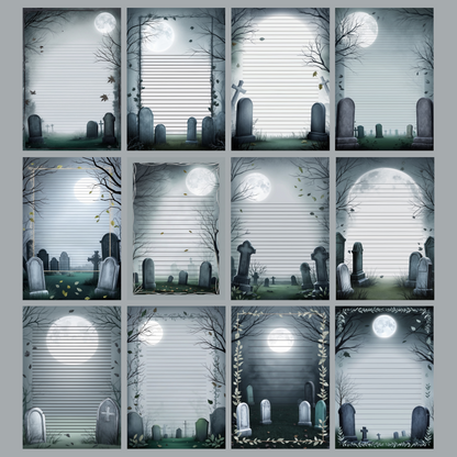 Moonlight Grave Notizseiten | Digital Download | 100 Seiten | Liniert | A4