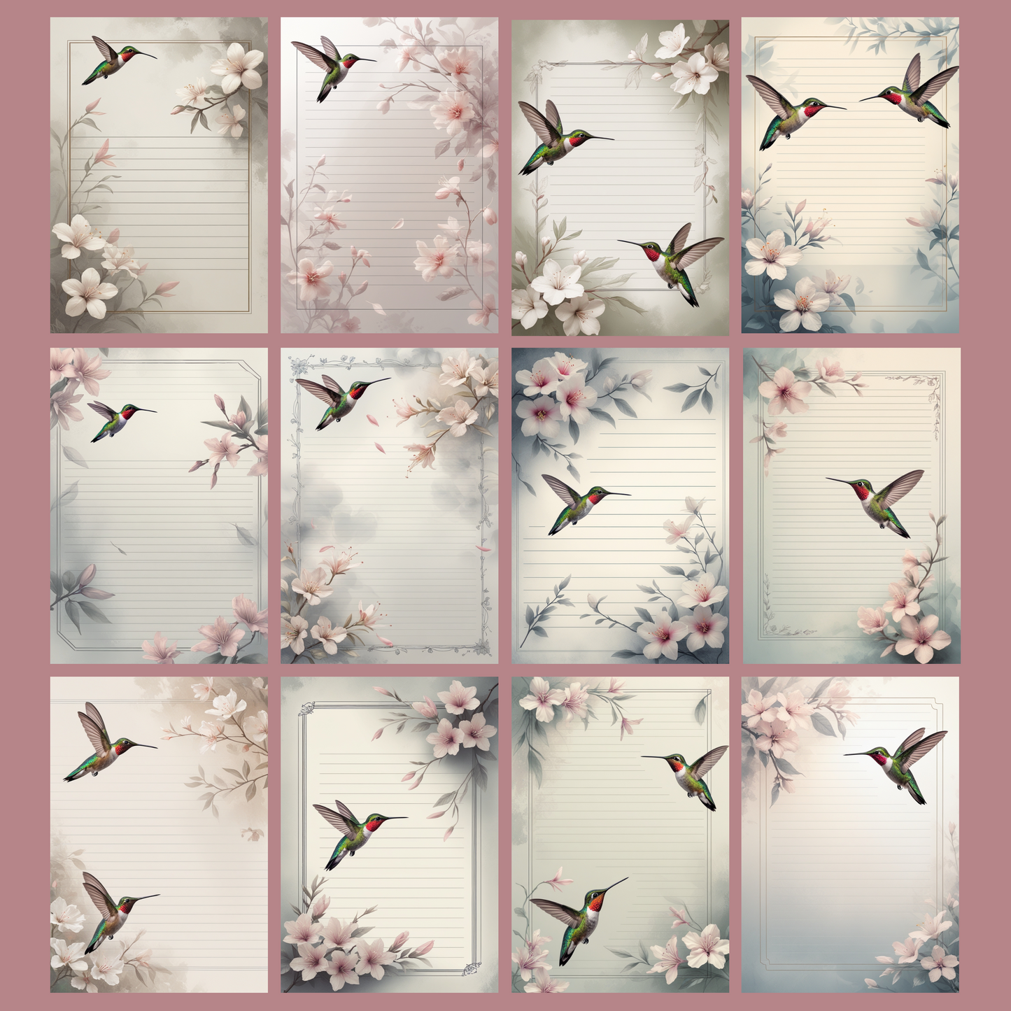 Humming Bird Notizseiten | Digital Download | 100 Seiten | Liniert | A4