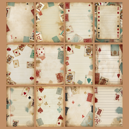 Playing Cards Notizseiten | Digital Download | 100 Seiten | Liniert | A4