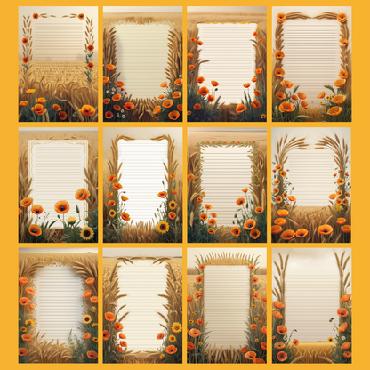 Golden Fields Notizseiten | Digital Download | 100 Seiten | Liniert | A4