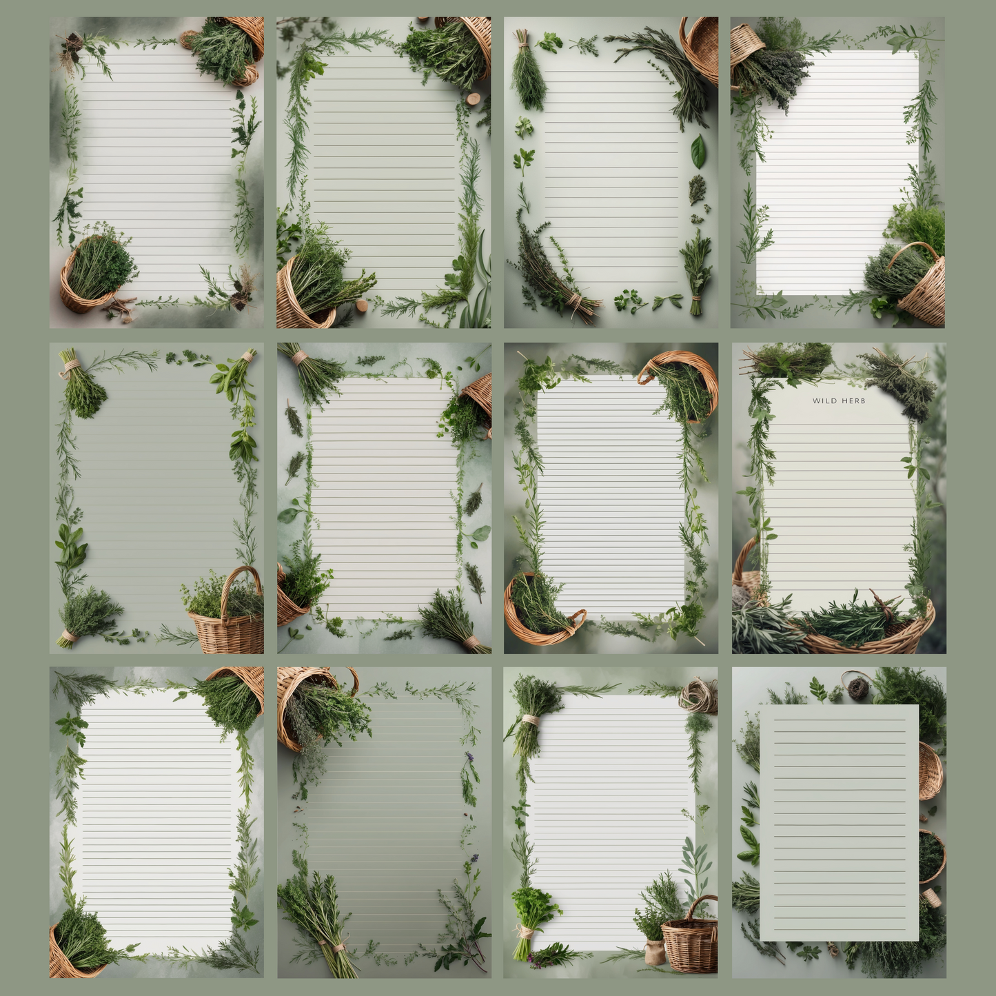 Wild Herbs Notizseiten | Digital Download | 100 Seiten | Liniert | A4