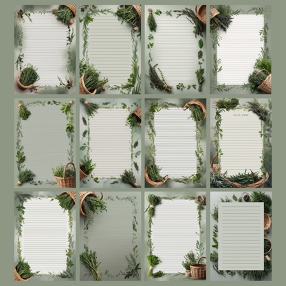 Wild Herbs Notizseiten | Digital Download | 100 Seiten | Liniert | A4