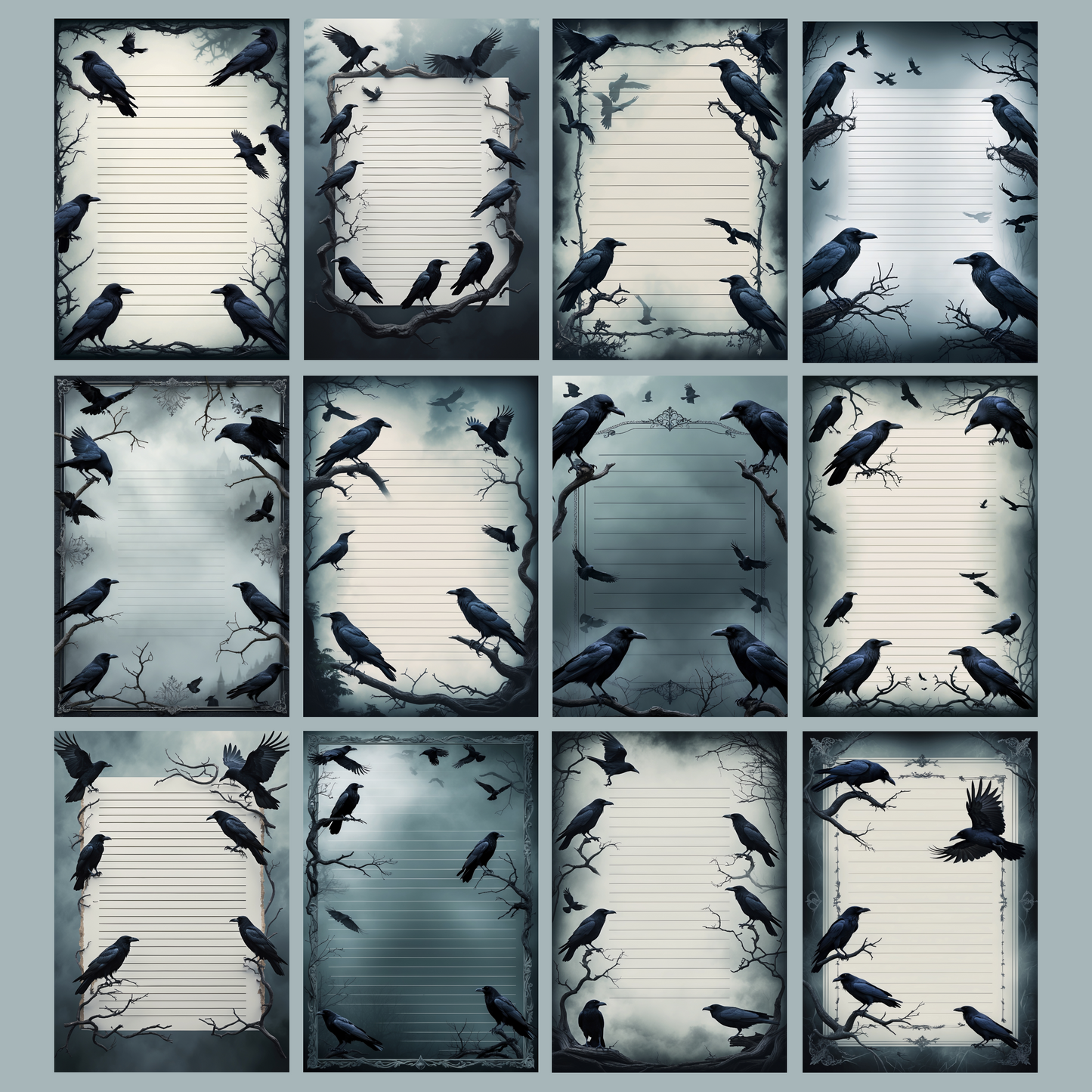Raven Notizseiten | Digital Download | 100 Seiten | Liniert | A4