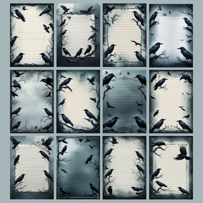 Raven Notizseiten | Digital Download | 100 Seiten | Liniert | A4