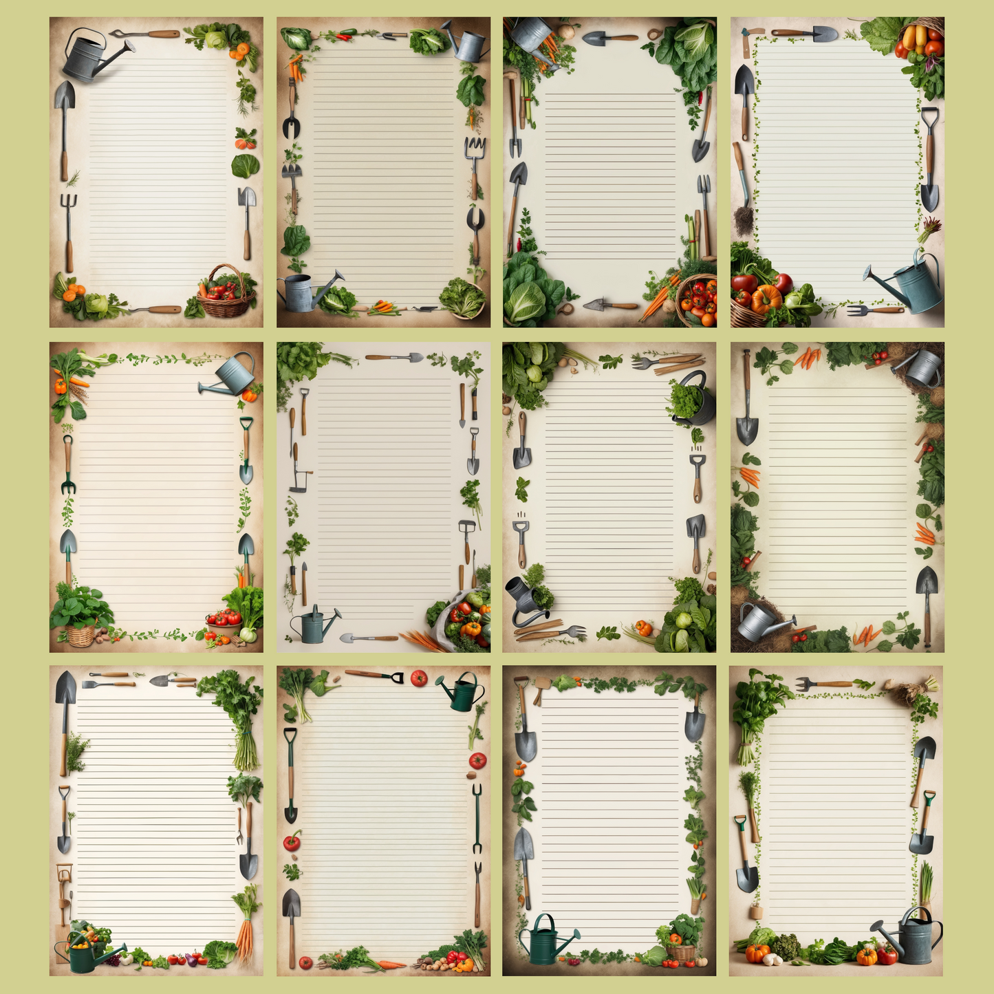 Garden Tools Notizseiten | Digital Download | 100 Seiten | Liniert | A4