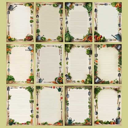 Garden Tools Notizseiten | Digital Download | 100 Seiten | Liniert | A4
