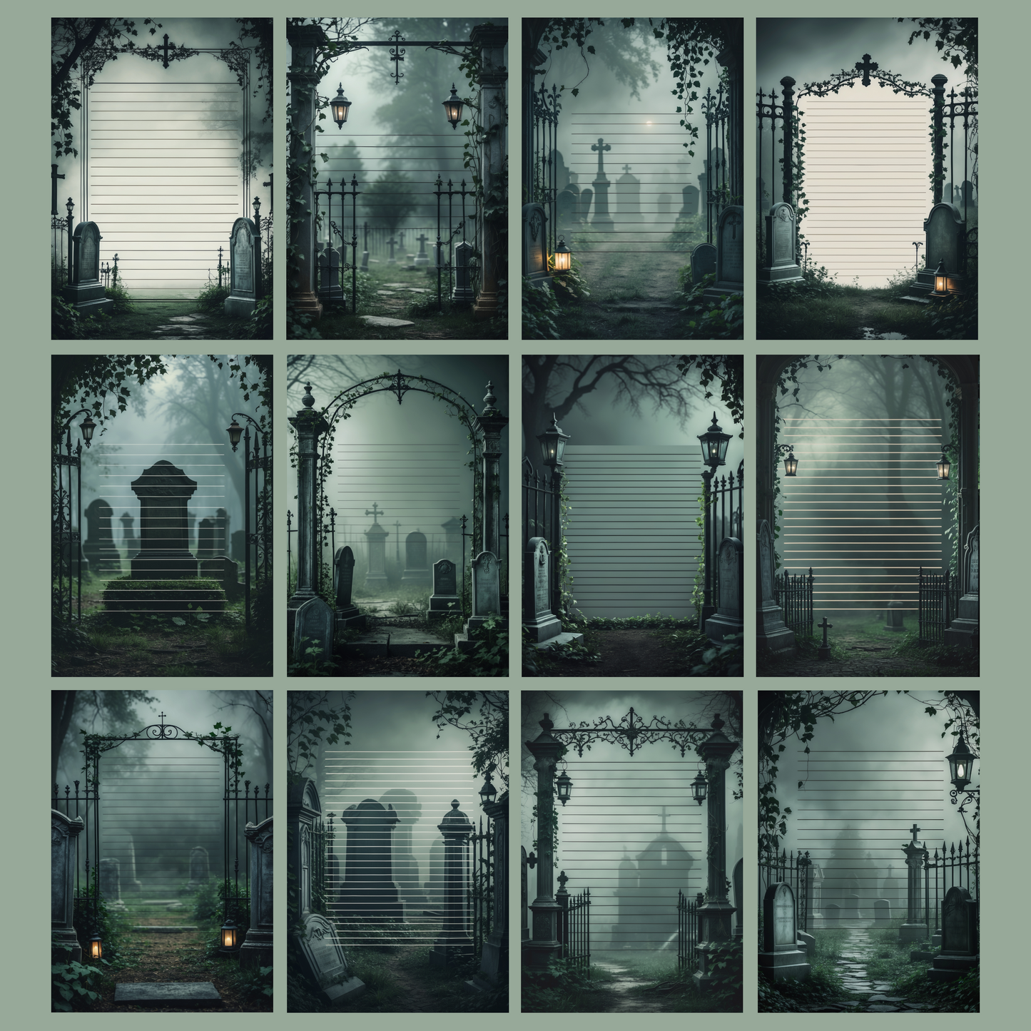 Graveyard Notizseiten | Digital Download | 100 Seiten | Liniert | A4