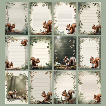 Squirrel Notizseiten | Digital Download | 100 Seiten | Liniert | A4