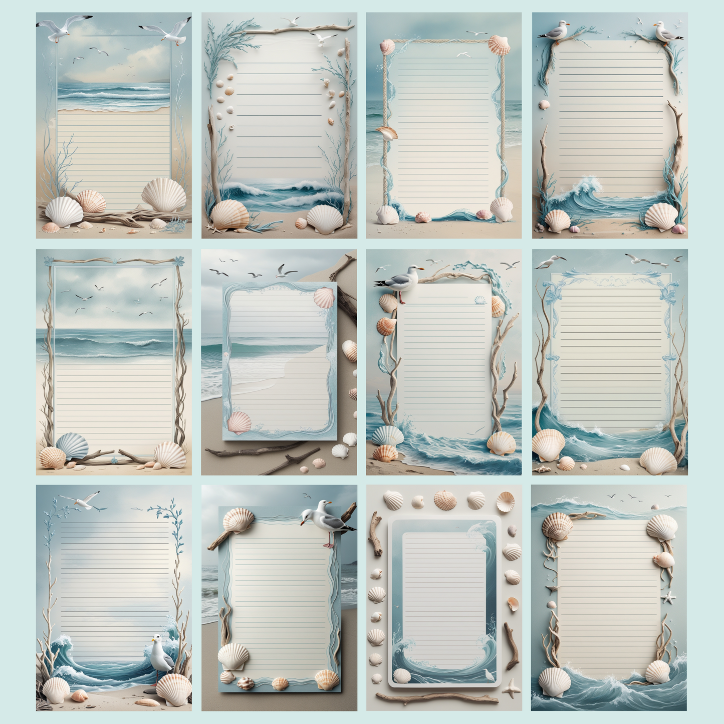 Seaside Notizseiten | Digital Download | 100 Seiten | Liniert | A4