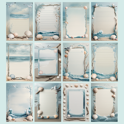 Seaside Notizseiten | Digital Download | 100 Seiten | Liniert | A4