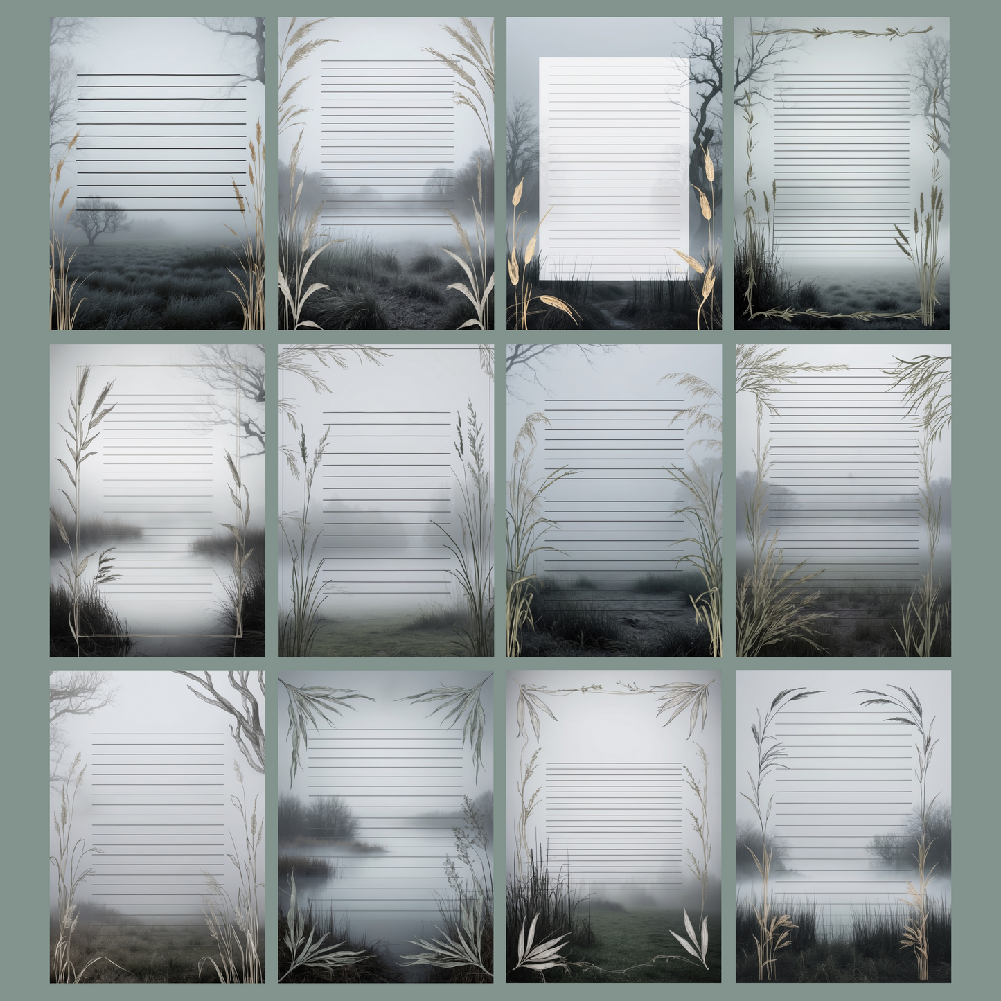 Foggy Moor Notizseiten | Digital Download | 100 Seiten | Liniert | A4
