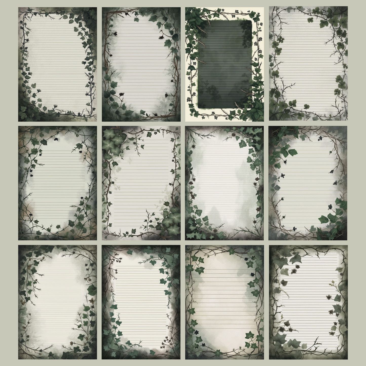 Creeping Ivy Notizseiten | Digital Download | 100 Seiten | Liniert | A4
