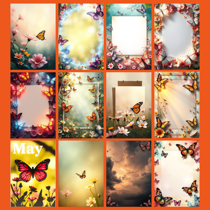 Butterfly-Crafting-Set | Digital Download | 100 Bilder | Scrapbook | A4