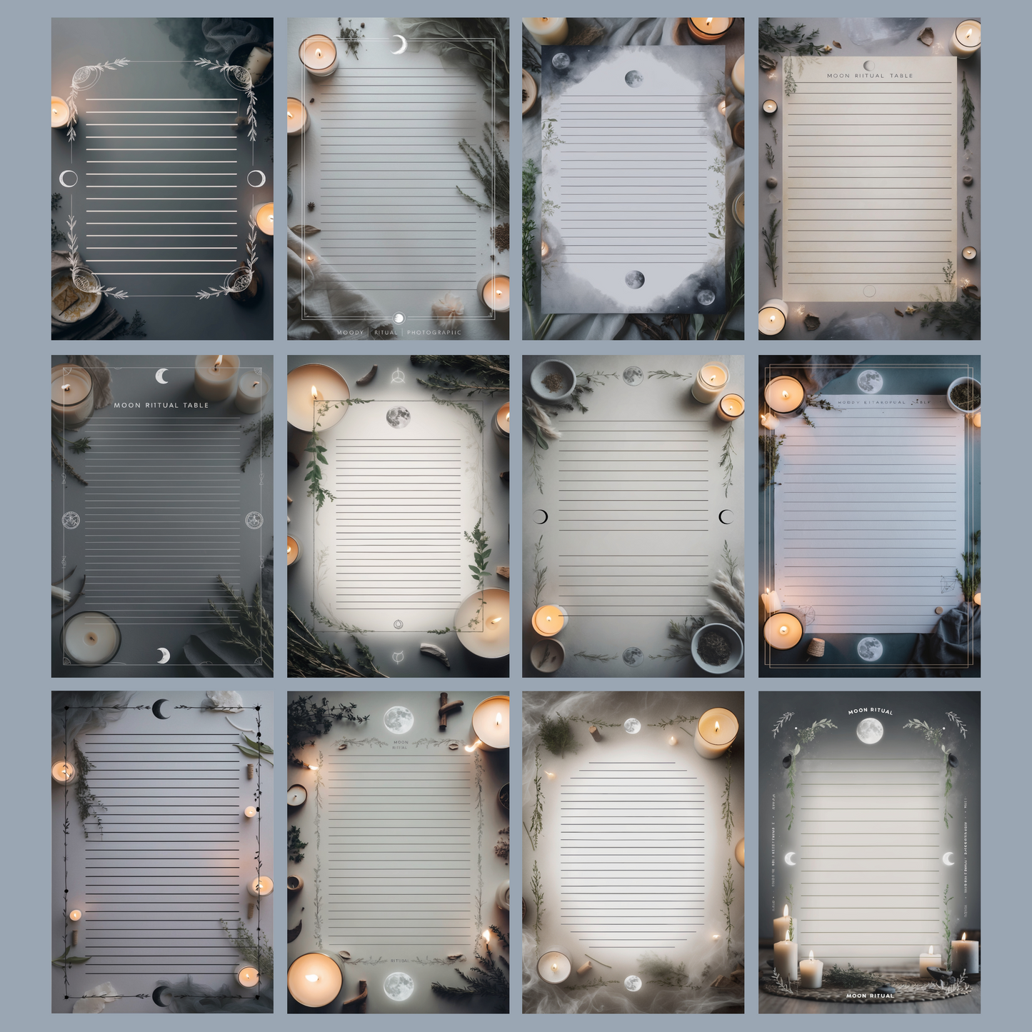 Moon Ritual Notizseiten | Digital Download | 100 Seiten | Liniert | A4