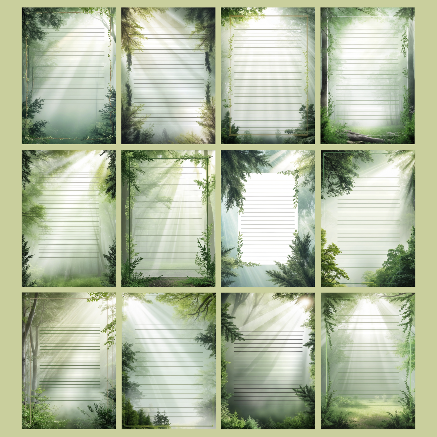 Forest Bathing Notizseiten | Digital Download | 100 Seiten | Liniert | A4