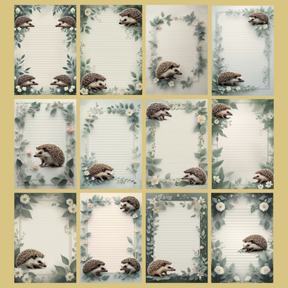 Hedgehog Notizseiten | Digital Download | 100 Seiten | Liniert | A4