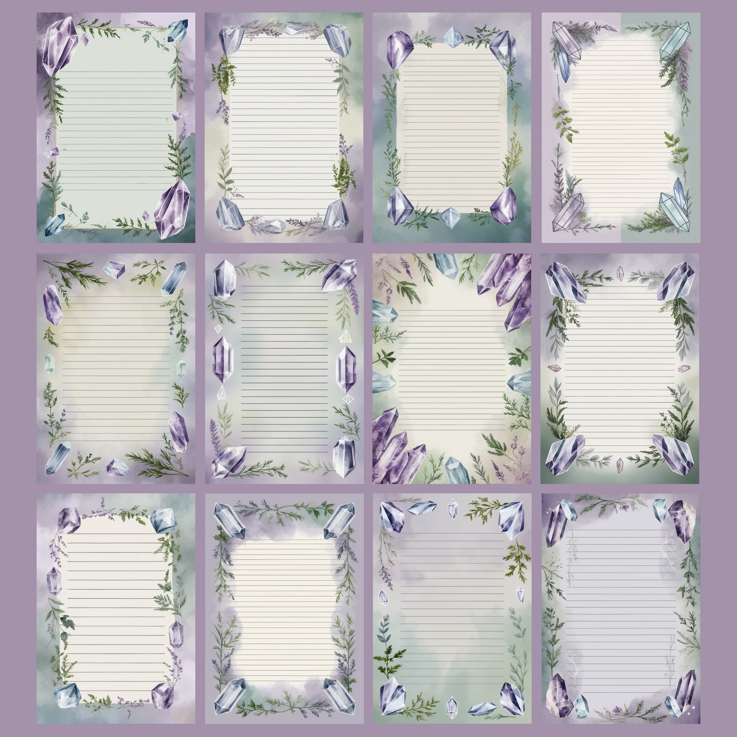 Crystal & Herb Notizseiten | Digital Download | 100 Seiten | Liniert | A4