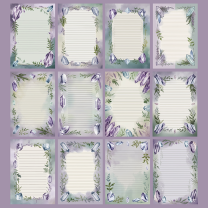 Crystal & Herb Notizseiten | Digital Download | 100 Seiten | Liniert | A4