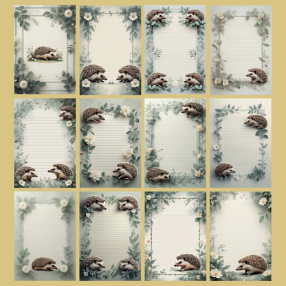 Hedgehog Notizseiten | Digital Download | 100 Seiten | Liniert | A4