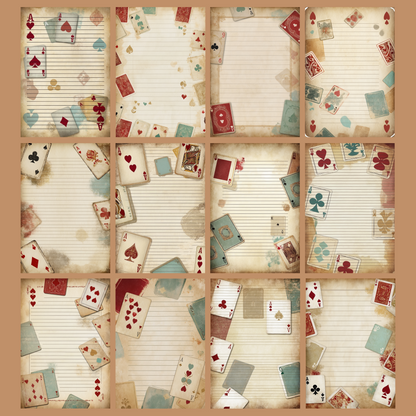 Playing Cards Notizseiten | Digital Download | 100 Seiten | Liniert | A4