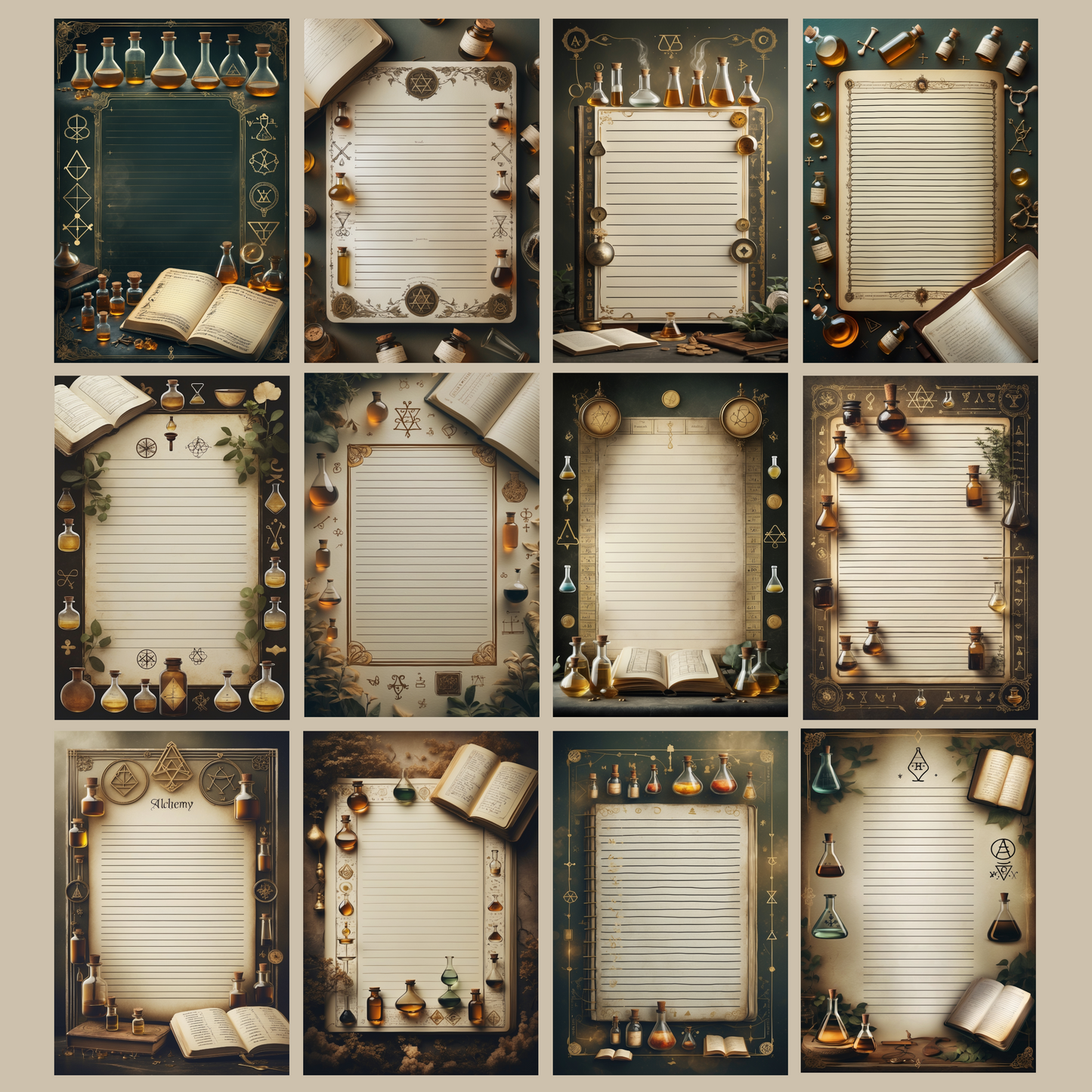 Alchemie Notizseiten | Digital Download | 100 Seiten | Liniert | A4