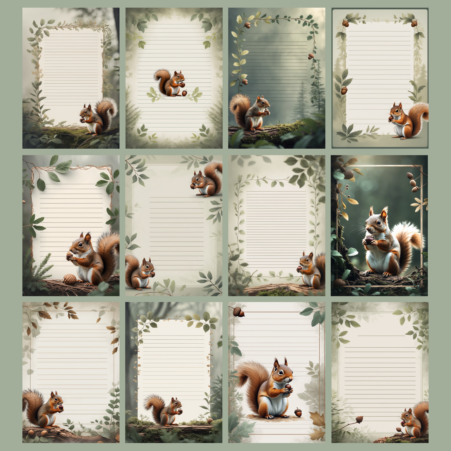 Squirrel Notizseiten | Digital Download | 100 Seiten | Liniert | A4