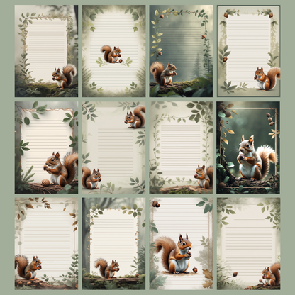 Squirrel Notizseiten | Digital Download | 100 Seiten | Liniert | A4