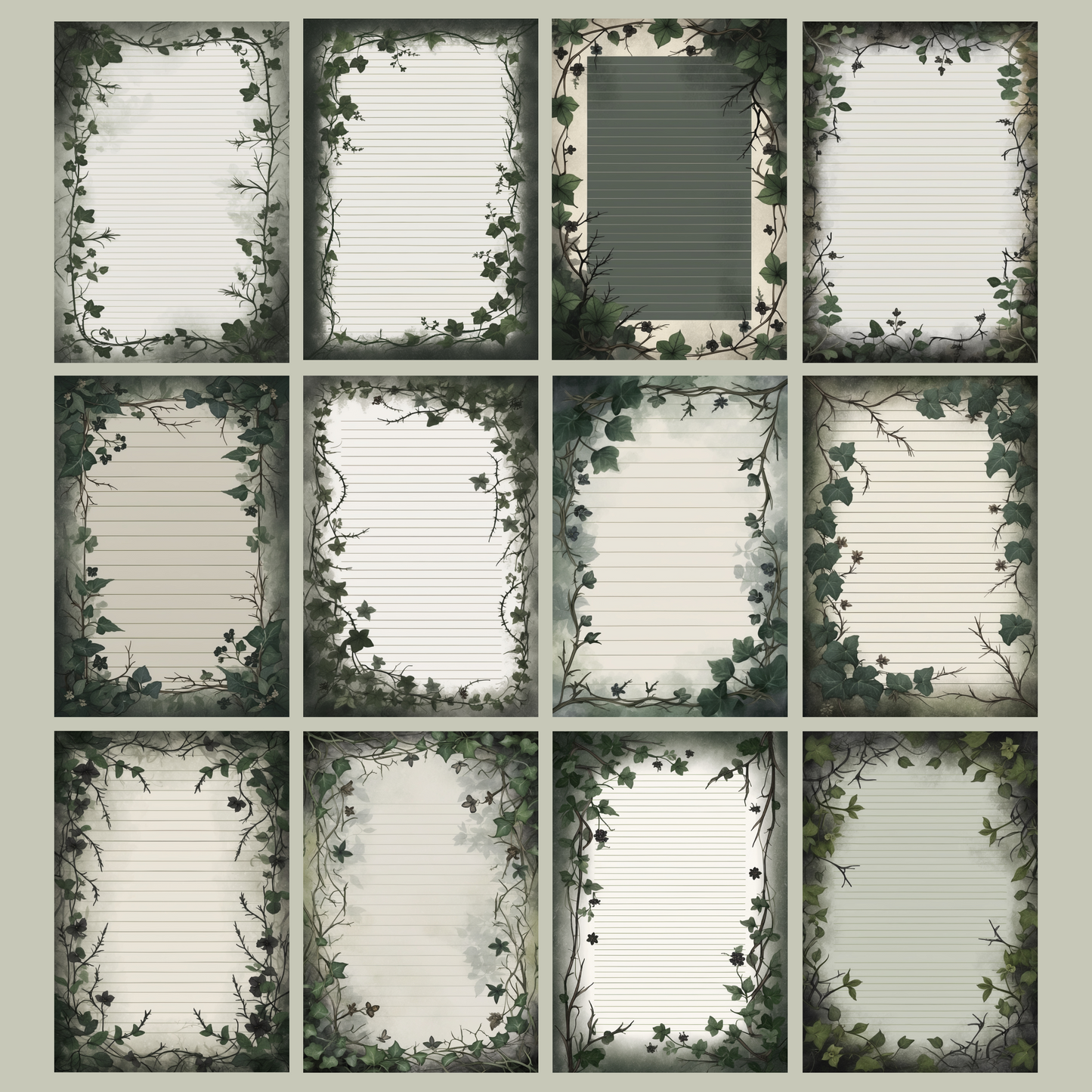 Creeping Ivy Notizseiten | Digital Download | 100 Seiten | Liniert | A4
