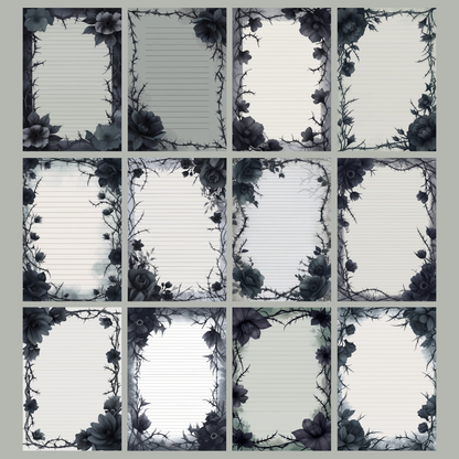 Twilight Garden Notizseiten | Digital Download | 100 Seiten | Liniert | A4