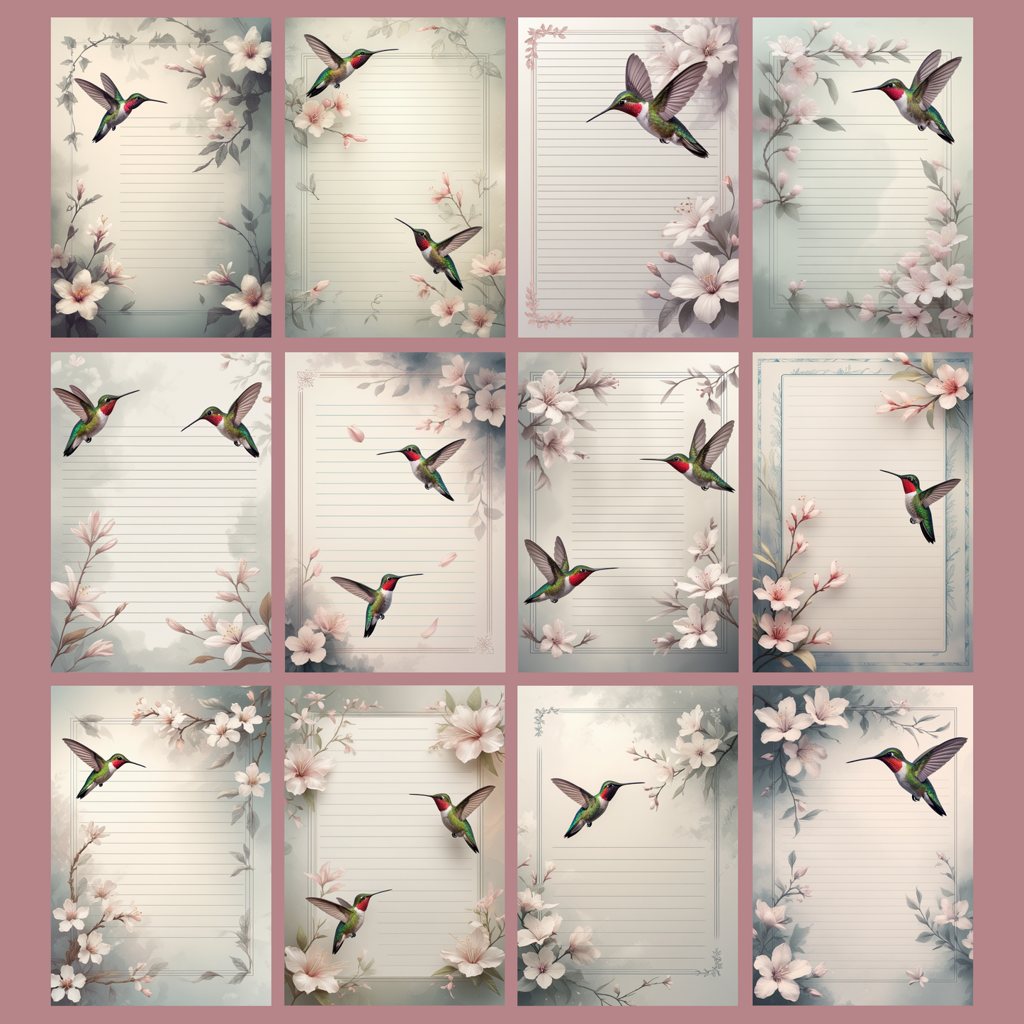 Humming Bird Notizseiten | Digital Download | 100 Seiten | Liniert | A4