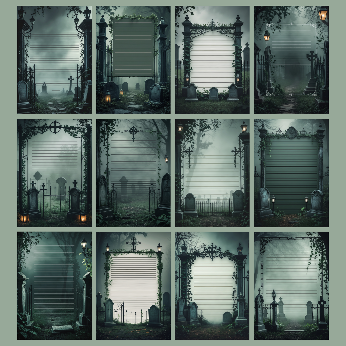 Graveyard Notizseiten | Digital Download | 100 Seiten | Liniert | A4