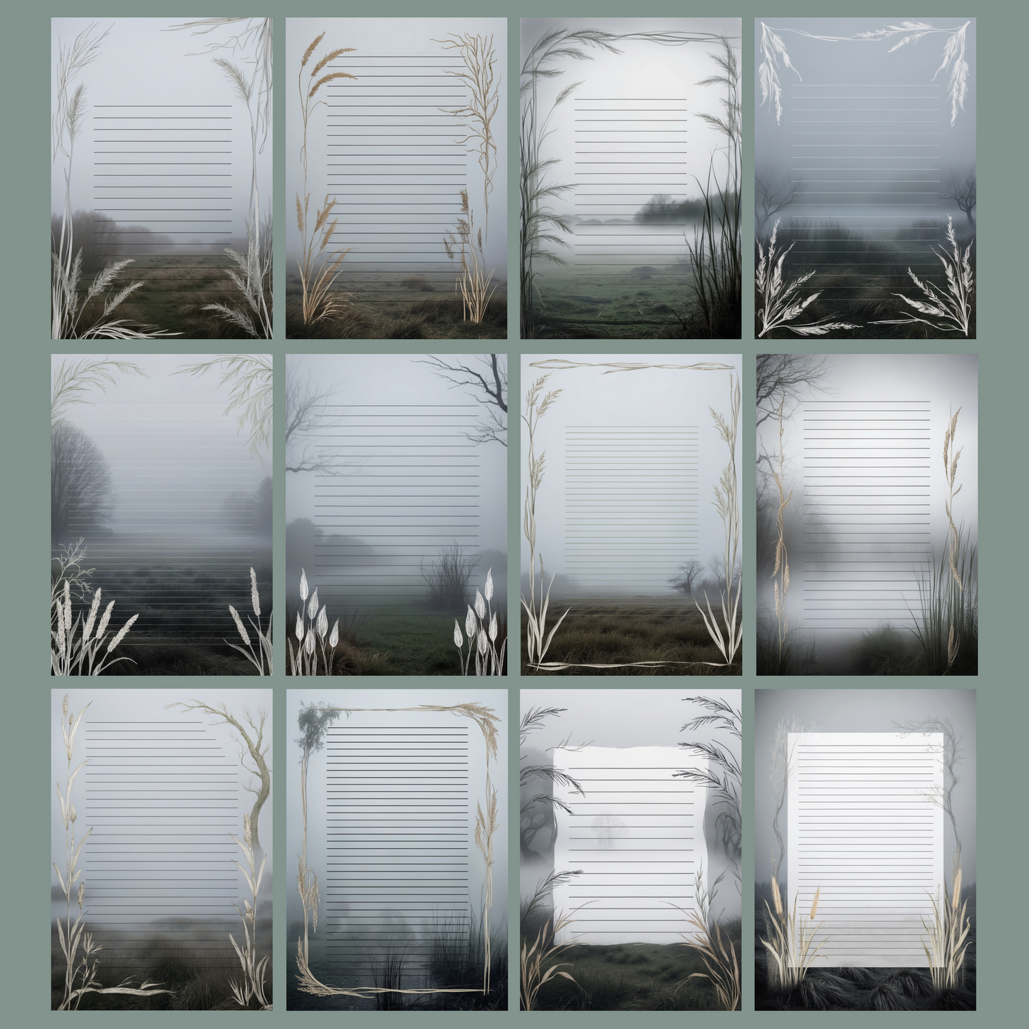 Foggy Moor Notizseiten | Digital Download | 100 Seiten | Liniert | A4