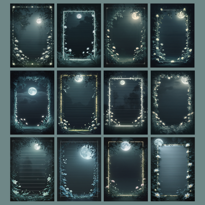 Moonlight Garden Notizseiten | Digital Download | 100 Seiten | Liniert | A4