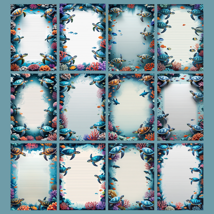 Coral Reef Notizseiten | Digital Download | 100 Seiten | Liniert | A4