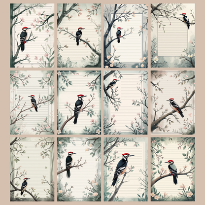 Woodpecker Notizseiten | Digital Download | 100 Seiten | Liniert | A4
