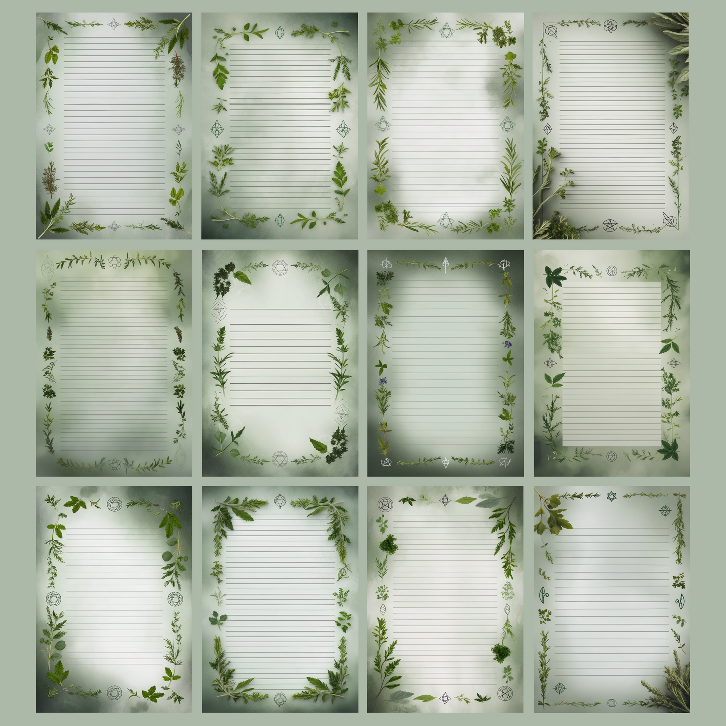 Herbal Magic Notizseiten | Digital Download | 100 Seiten | Liniert | A4