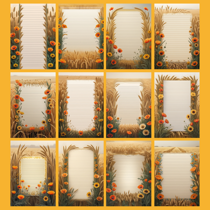 Golden Fields Notizseiten | Digital Download | 100 Seiten | Liniert | A4