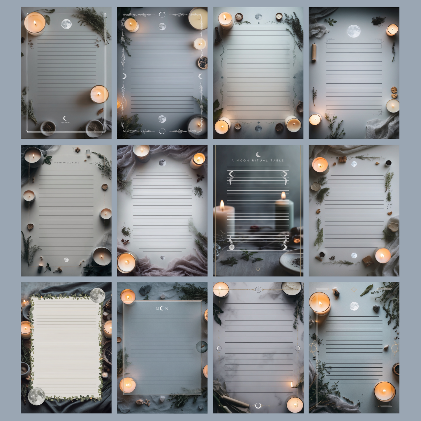 Moon Ritual Notizseiten | Digital Download | 100 Seiten | Liniert | A4