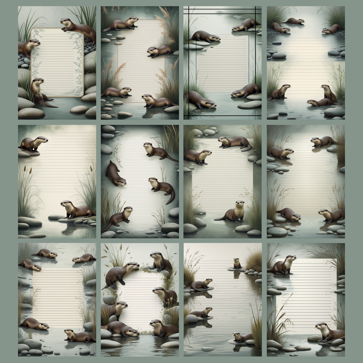 Otter Notizseiten | Digital Download | 100 Seiten | Liniert | A4