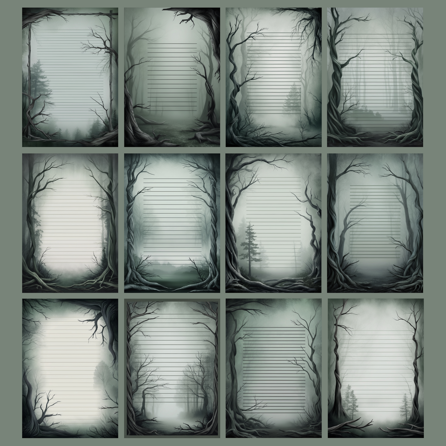 Haunted Forest Notizseiten | Digital Download | 100 Seiten | Liniert | A4