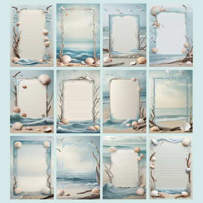 Seaside Notizseiten | Digital Download | 100 Seiten | Liniert | A4