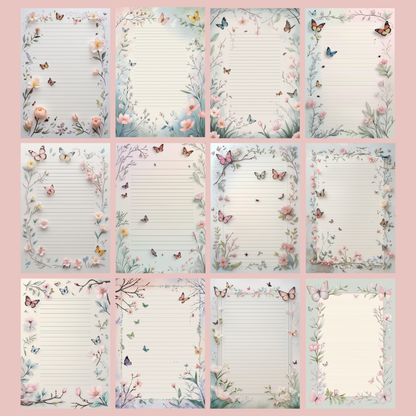 Butterfly Notizseiten | Digital Download | 100 Seiten | Liniert | A4