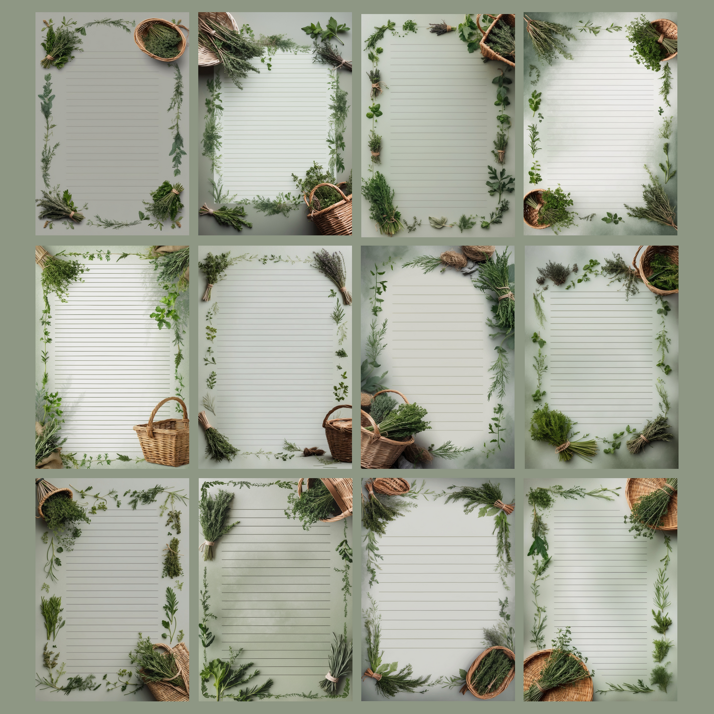 Wild Herbs Notizseiten | Digital Download | 100 Seiten | Liniert | A4