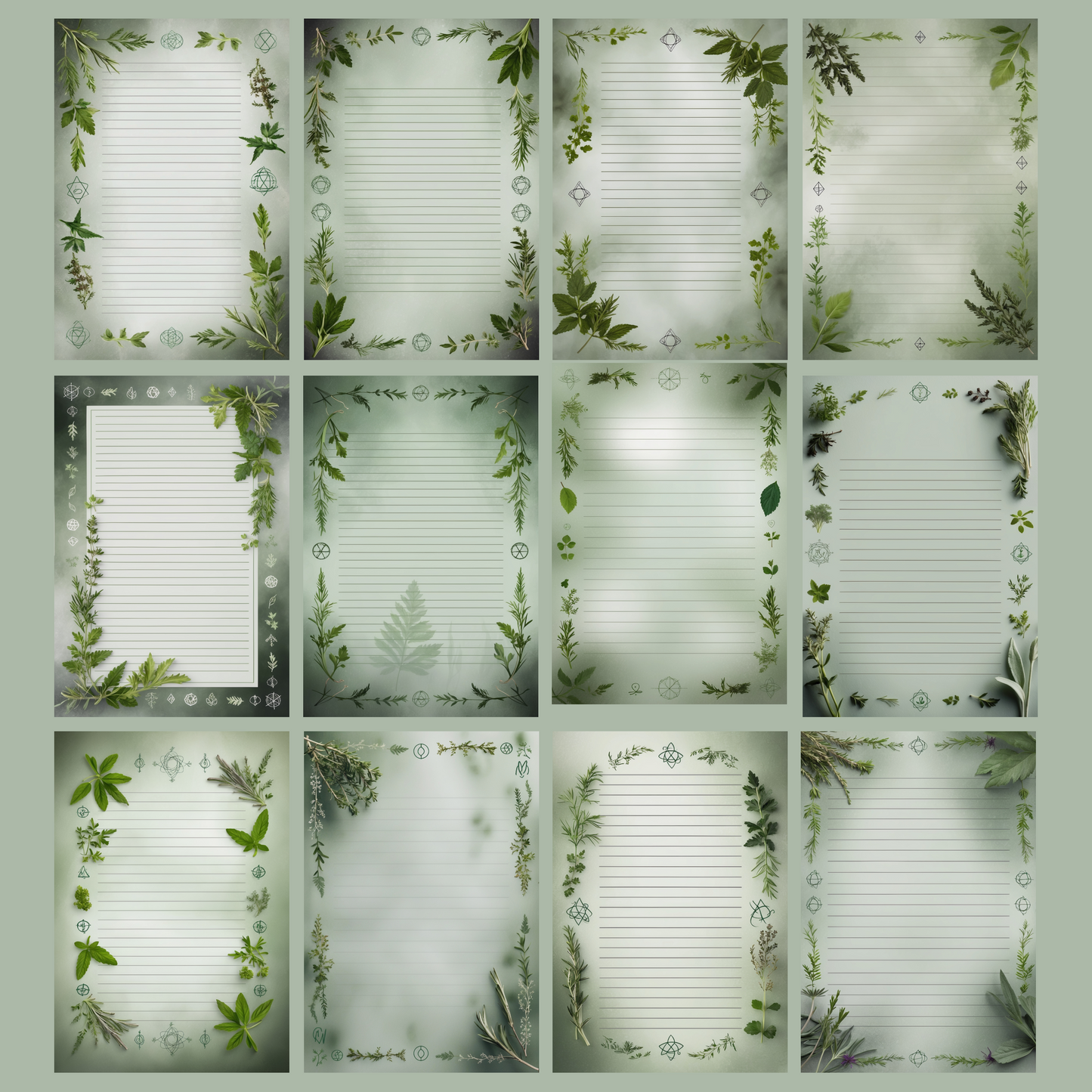 Herbal Magic Notizseiten | Digital Download | 100 Seiten | Liniert | A4