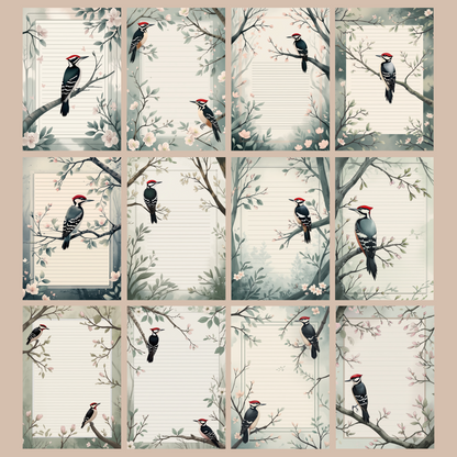 Woodpecker Notizseiten | Digital Download | 100 Seiten | Liniert | A4