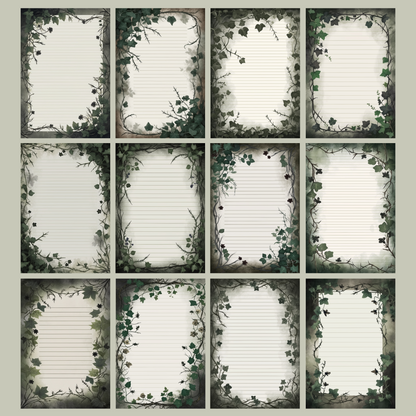 Creeping Ivy Notizseiten | Digital Download | 100 Seiten | Liniert | A4