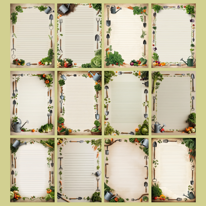 Garden Tools Notizseiten | Digital Download | 100 Seiten | Liniert | A4