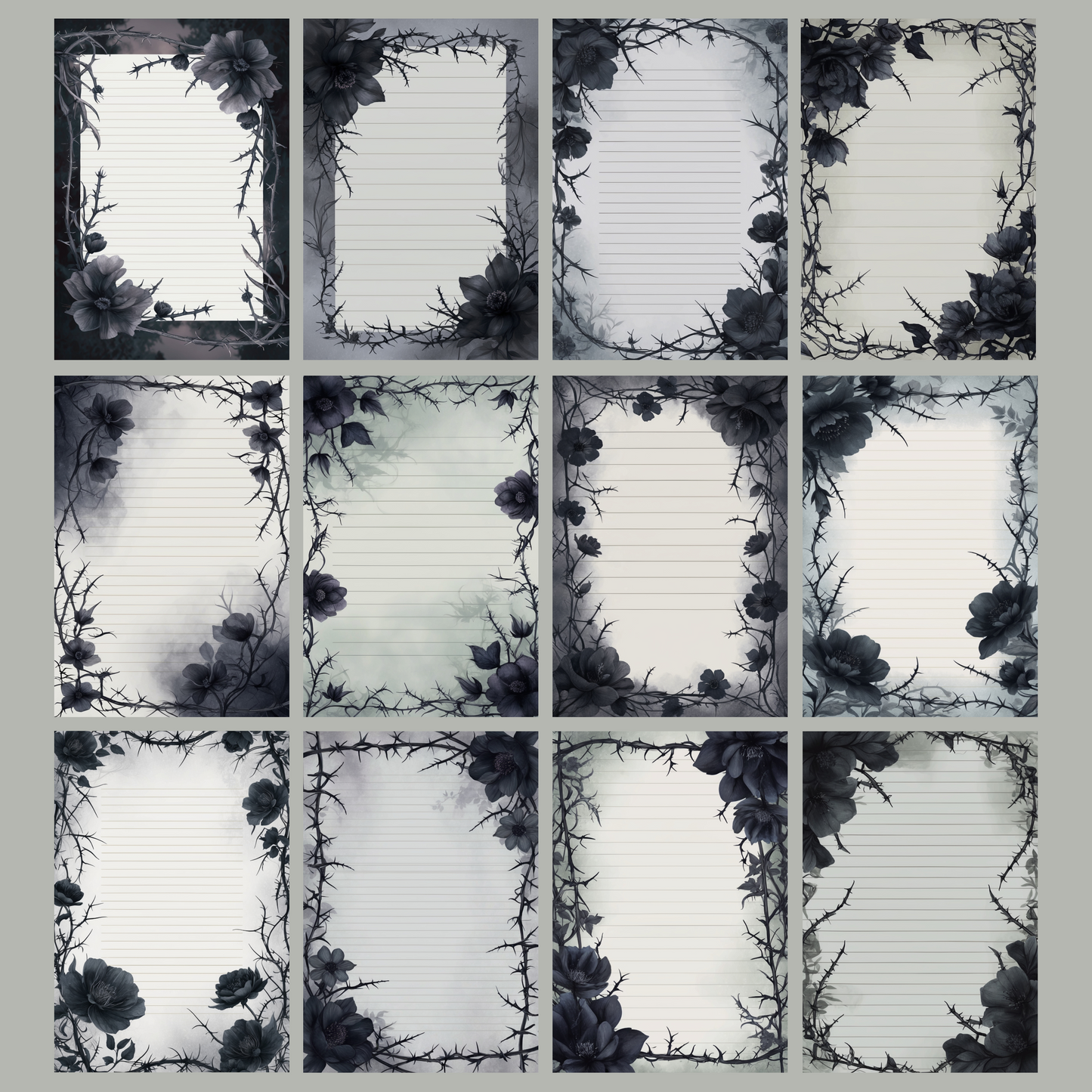 Twilight Garden Notizseiten | Digital Download | 100 Seiten | Liniert | A4