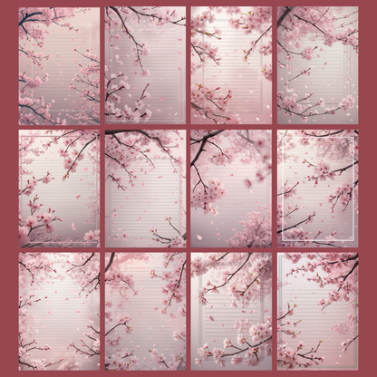 Cherry Blossom Notizseiten | Digital Download | 100 Seiten | Liniert | A4