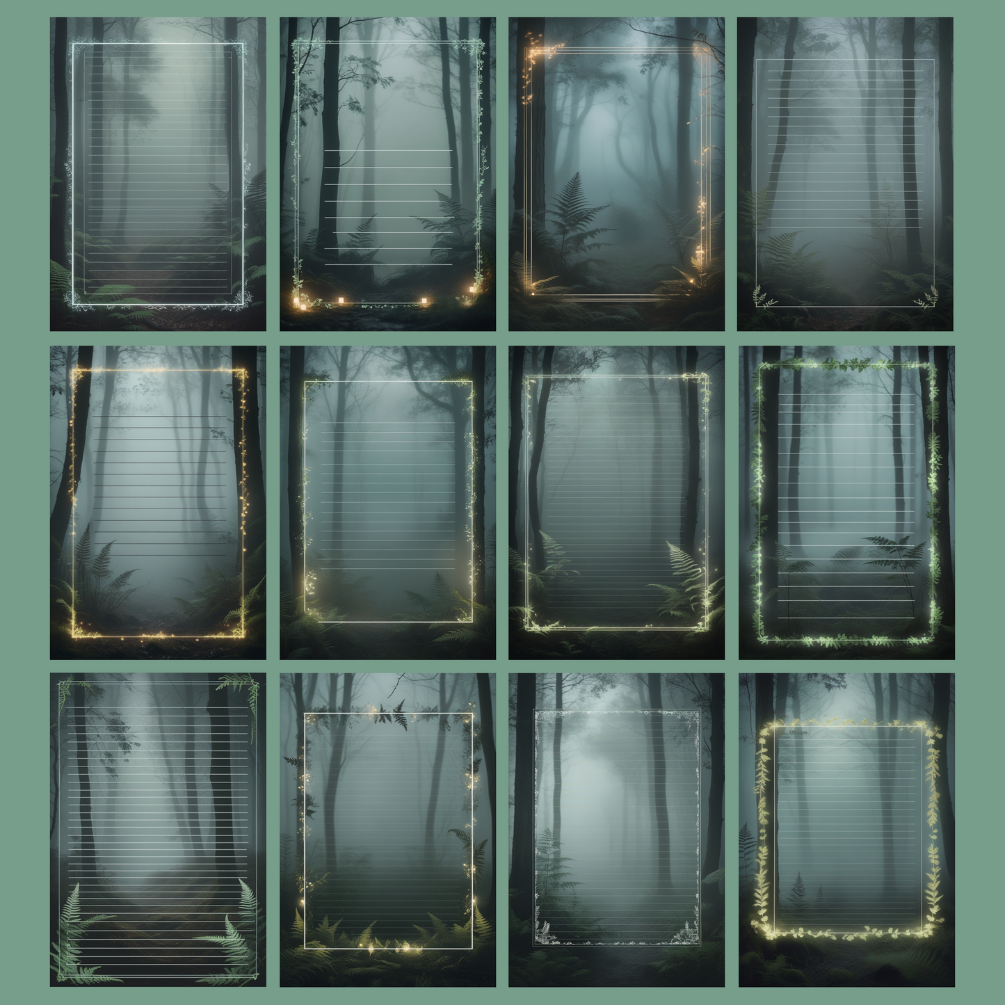 Fog Forest Notizseiten | Digital Download | 100 Seiten | Liniert | A4